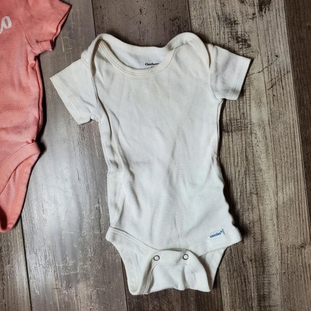 Baby Girl 100% Cotton 3Pc Bodysuit Bundle - Spring Pastel Colors - 0-3m 0/3m